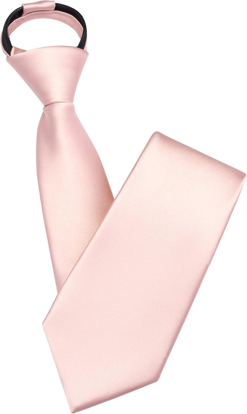 Branduce 3.15"（8cm） Mens Solid Satin Tie Pre-tied Adjustable Zipper Necktie for Business and Wedding - Image 1